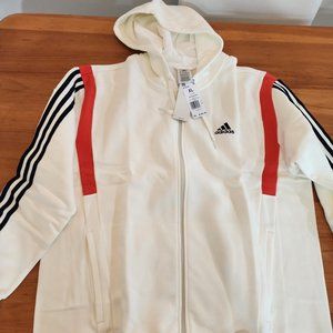 Men's Adidas Colorblock Full-Zip Hoodie - XLarge / Off White × 1